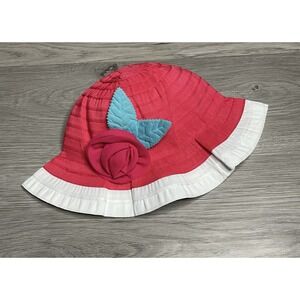 New Gymboree Infant Girl Coral Flower Ribbon Hat Size 6 - 12 months